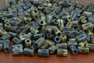 Coffee Brown Carved Stripe Bone Tube Beads 8mm