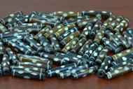 Chocolate Brown Spotted Mudbone Bone Tube Beads 1"