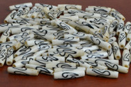 Light Brown Wavy Mudbone Bone Tube Beads 1"