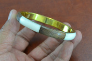 Brown and White Shell Gold Plated Bangle