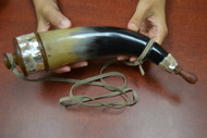 Dark Honey Powder Buffalo Horn Inlay Abalone Shell With Leather Strap