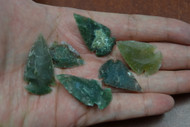 Small Green Agate Stone Spearpoint Arrowheads 1" - 1 1/2"