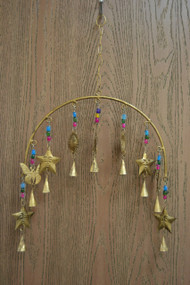 Handmade Star Sun Rusty Iron Metal Bells Windchime