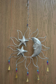 Handmade Star Sun Moon Rusty Iron Metal Bells Windchime