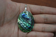 Oval Paua Abalone Shell Silver Plated Pendant