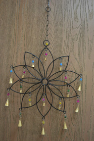 Handmade Flower Rusty Iron Metal Bells Windchime