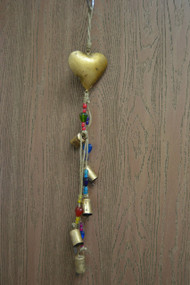 Handmade Rusty Iron Heart Metal Bells Windchime