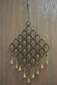 Handmade Oval Diamond Rusty Iron Metal Bells Windchime