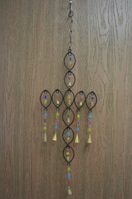 Handmade Cross Oval Rusty Iron Metal Bells Windchime