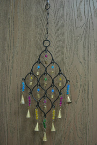 Handmade Diamond Oval Rusty Iron Metal Bells Windchime