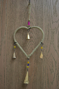 Handmade Rusty Iron Metal Heart Bells Windchime