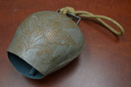 Handmade Flower Rusty Iron Metal Bell With Rope Handler 8 1/2"