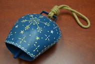 Handmade Blue Star Rusty Iron Metal Bell With Rope Handler 8 1/2"