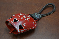 Handmade Red Heart Rusty Iron Metal Bell With Rope Handler 5 1/4"