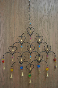 Handmade Rusty Iron Metal Bells Diamond Heart Windchime