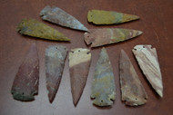 Hand Carved Agate Stone Spearpoint Hole Arrowhead Pendants 3" - 3 1/2"