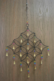 Handmade Rusty Iron Metal Bells Star Diamond Windchime