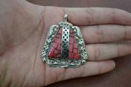 Handmade Red Coral Look Silver Plated Pendant