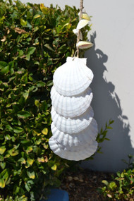 Handmade White Irish Scallop Seashell Windchime 26"