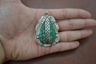 Handmade Green Turquoise Shell Look Silver Plated Pendant