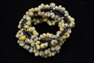 Green Mango Shell Bead Charm Memory Wire Bracelet