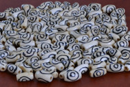 Coffee Brown Swirl Mudbone Bone Tube Beads 12mm
