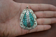 Green Turquoise Shell Silver Plated Pendant