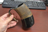 Black Stripe Buffalo Horn Medieval Ale Drinking Cup 5"