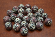 40 Pcs Purple Ceramic Round Circle Beads 3/4"