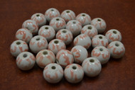 40 Pcs White & Pink Ceramic Round Circle Beads 3/4"