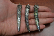 3 Pcs Assort Abalone Shell Brass Caps Pendant 3"