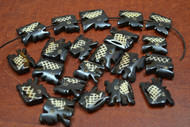 20 Pcs Chocolate Brown Carved Elephant Buffalo Bone Beads 3/4"