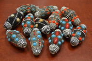 12 Pcs Assort Handmade Lac Metal Beading Beads