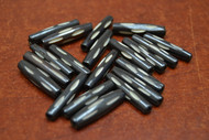 Carved Chocolate Brown Stripe Buffalo Bone Tube Beads 1"