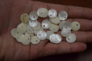 100 Pcs Drilled Round White Mother of Pearl Charms 12mm