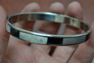 Mother of Pearl Shell Stainless Steel Bangle Bracelet 1/4"