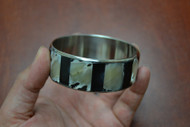 Mother of Pearl Shell Stainless Steel Bangle Bracelet 1"