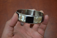 Mother of Pearl Shell Stainless Steel Bangle Bracelet 3/4"