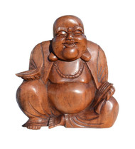 Small Laughing Wooden Buddha