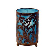 Small Carved Metal Table Lamp Turquoise