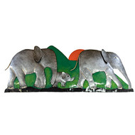 Metal Elephant Family Wall Plaque