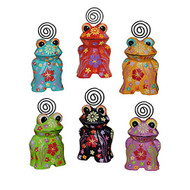 Set Of Six Wooden Frogs Photo Holders