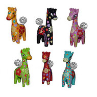Set Of Six Wooden Giraffes Photo Holders