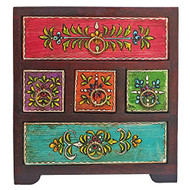 Hand Painted Five Drawer Jewellery Chest