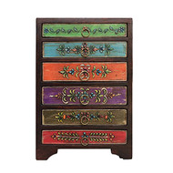 Hand Painted Six Drawer Jewellery Chest