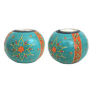 Set of 2 Turquoise Tealight Holders