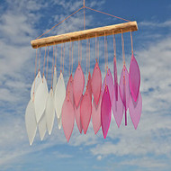 Pink Frosted Glass Leaf Wind Chime