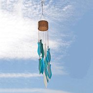 Blue Frosted Glass Spiral Fish Wind Chime