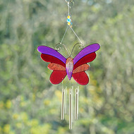 Pink Butterfly Wind Chime Sun Catcher