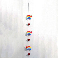 Rainbow Painted Wooden Elephant Mobile